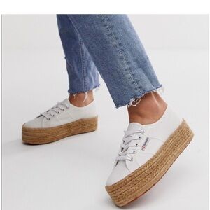 Suprega Trendy White Platform Espadrille Sneakers Size 7/38